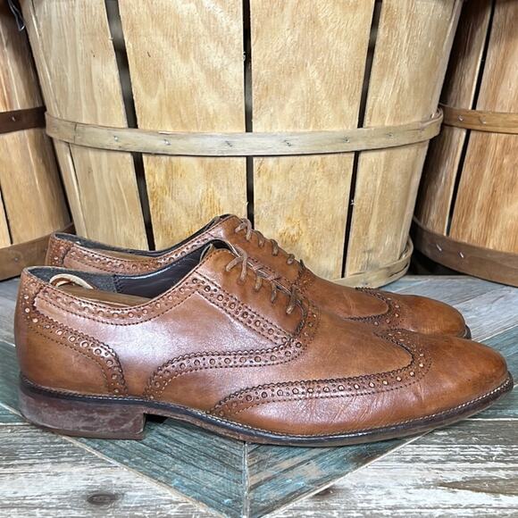 Cole Haan Williams Wingtip Brogue British Tan Leather Derby Oxfords Mens 11.5 - Picture 1 of 11